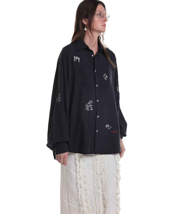 Country-Style Embroidered Casual Shirt