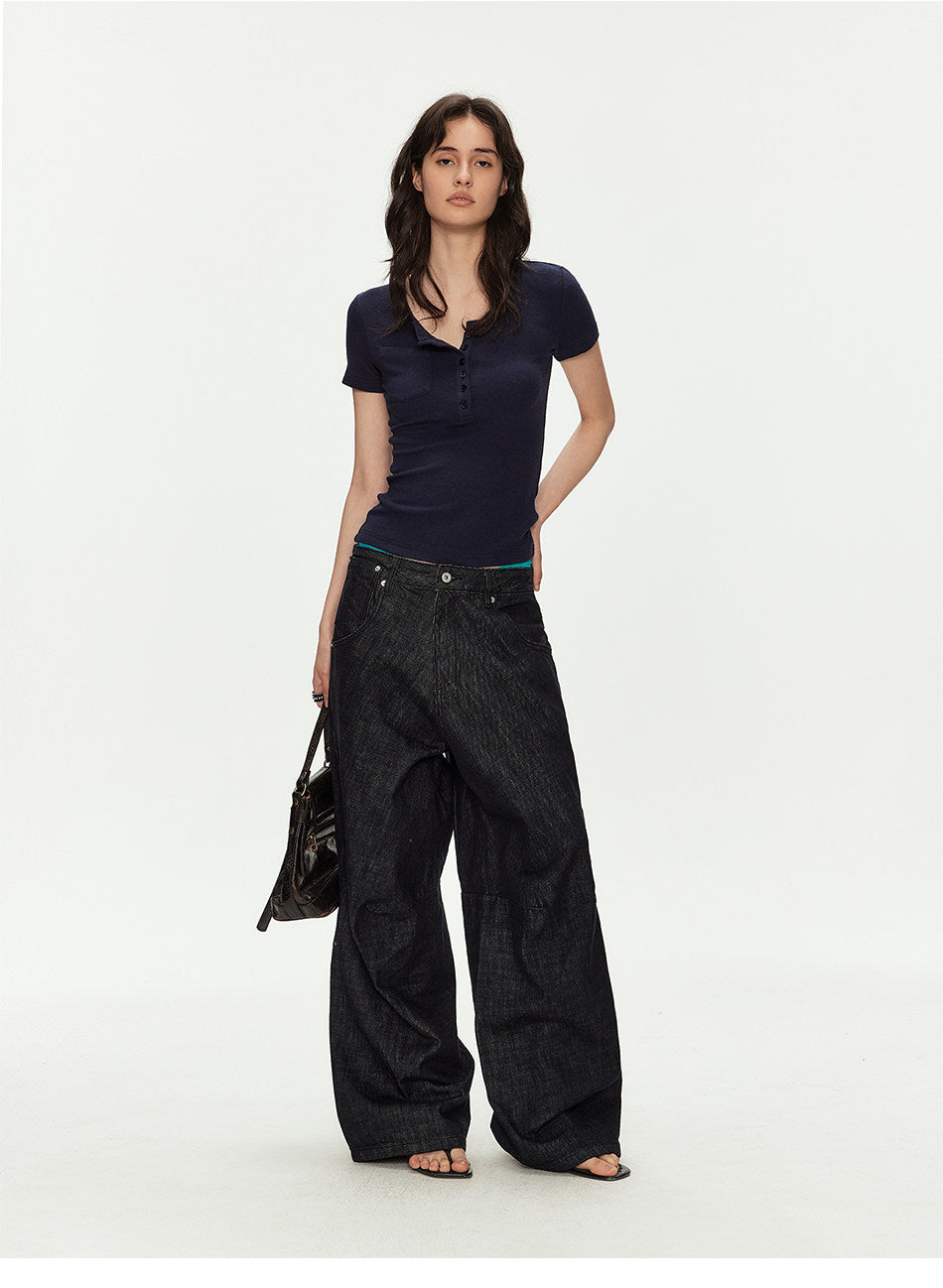 Original Colored Jeans with Parisian-Style Buttons　