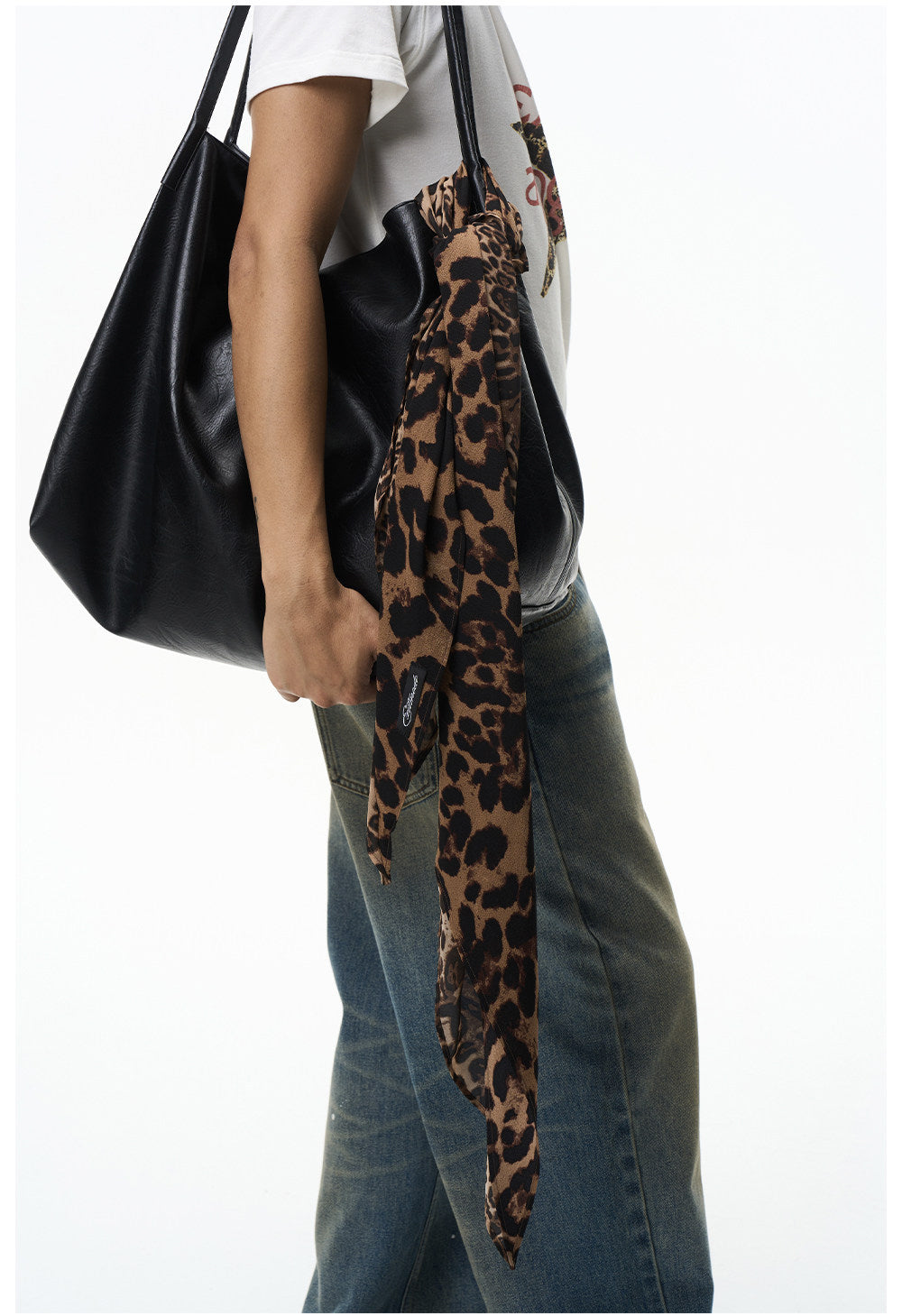 Leopard-Print Patchwork Scarf