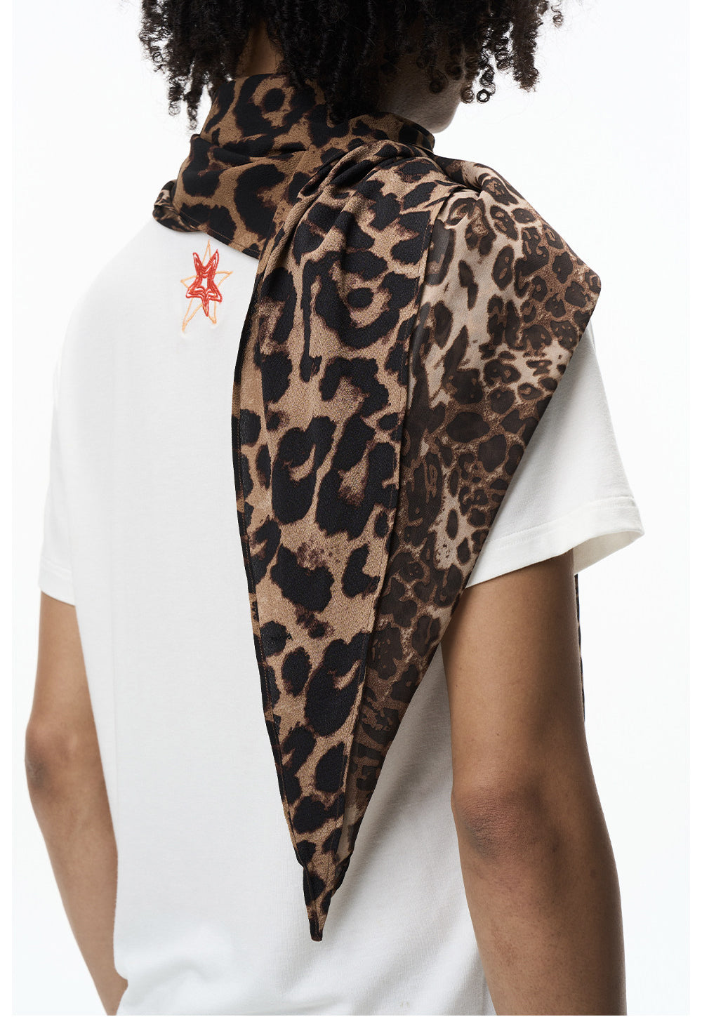 Leopard-Print Patchwork Scarf