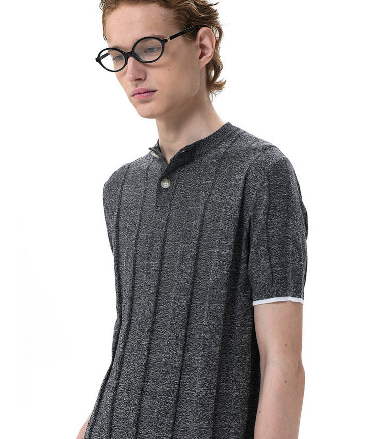 Henley-Neck Knit Shirt