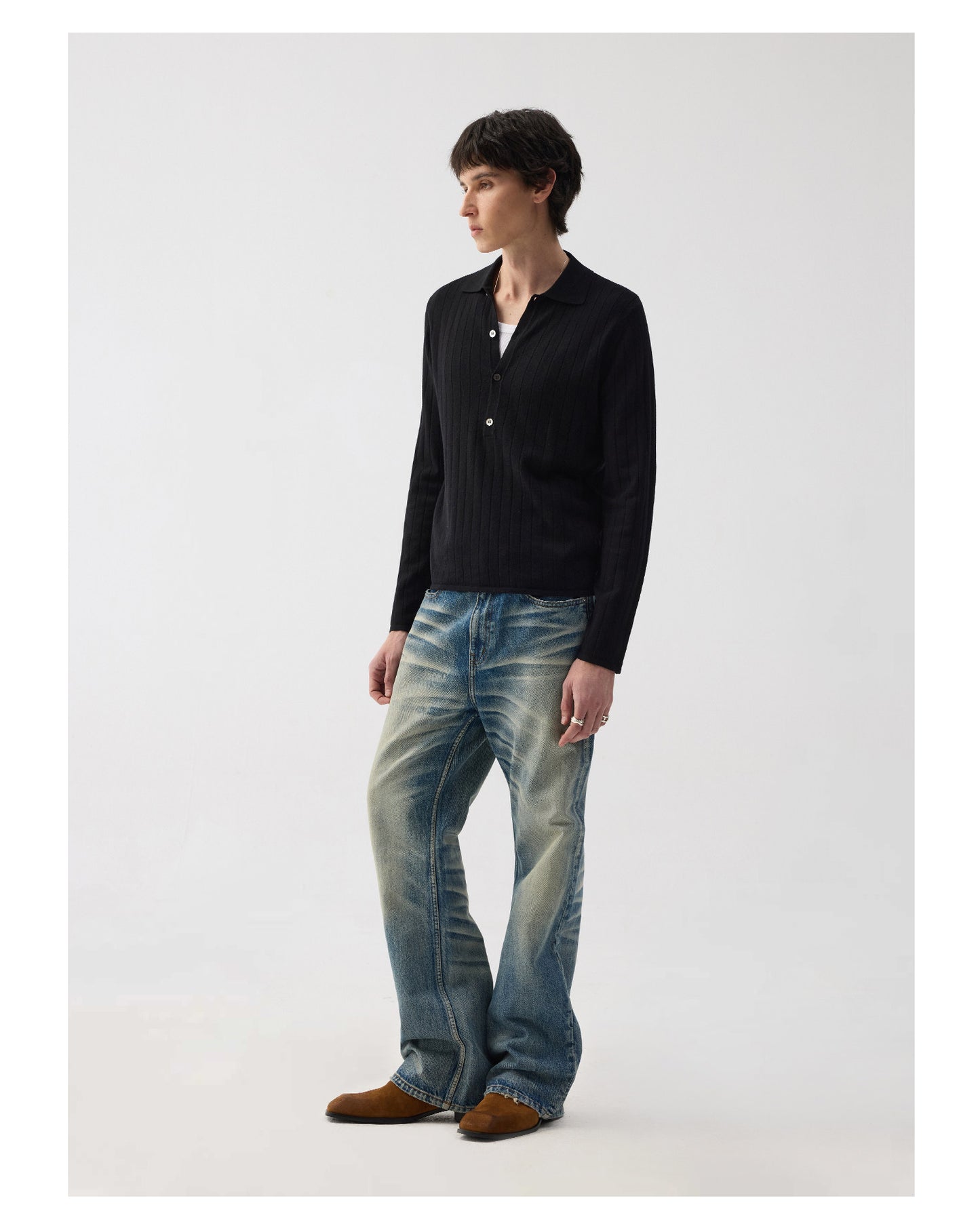 Vintage-style slightly flared denim pants