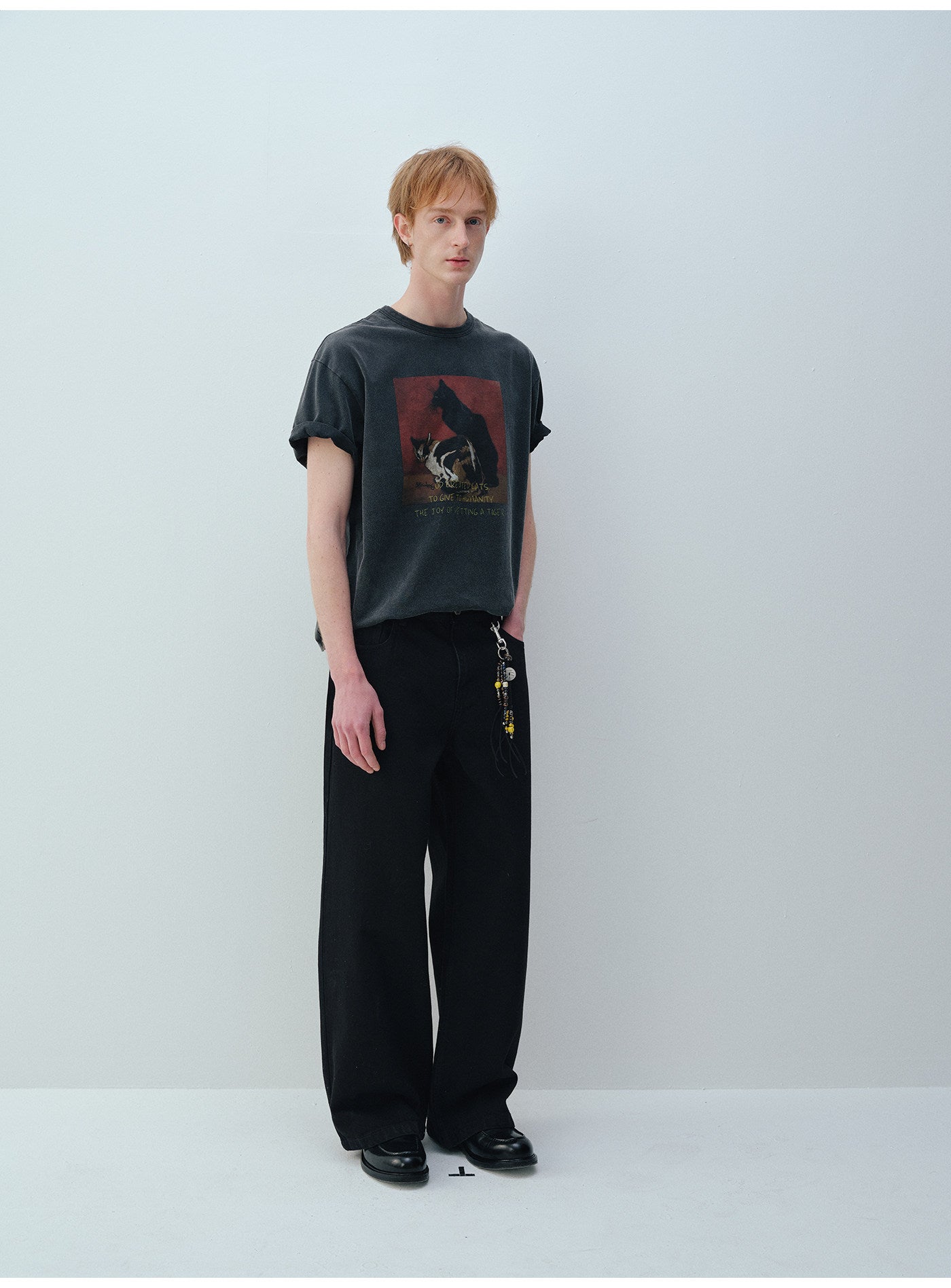 Cat Print Crew Neck T-Shirt
