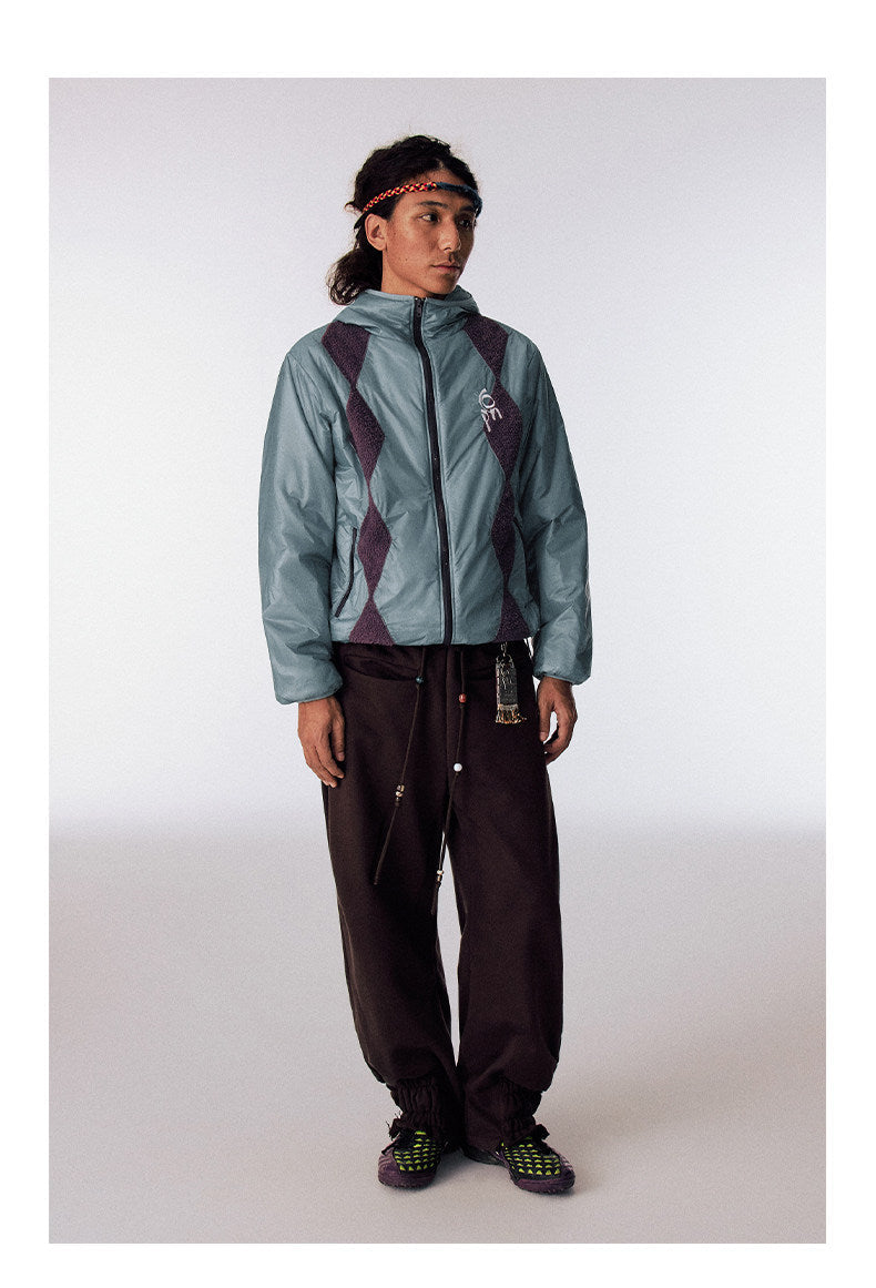 Diamond-Pattern Cotton Padded Jacket
