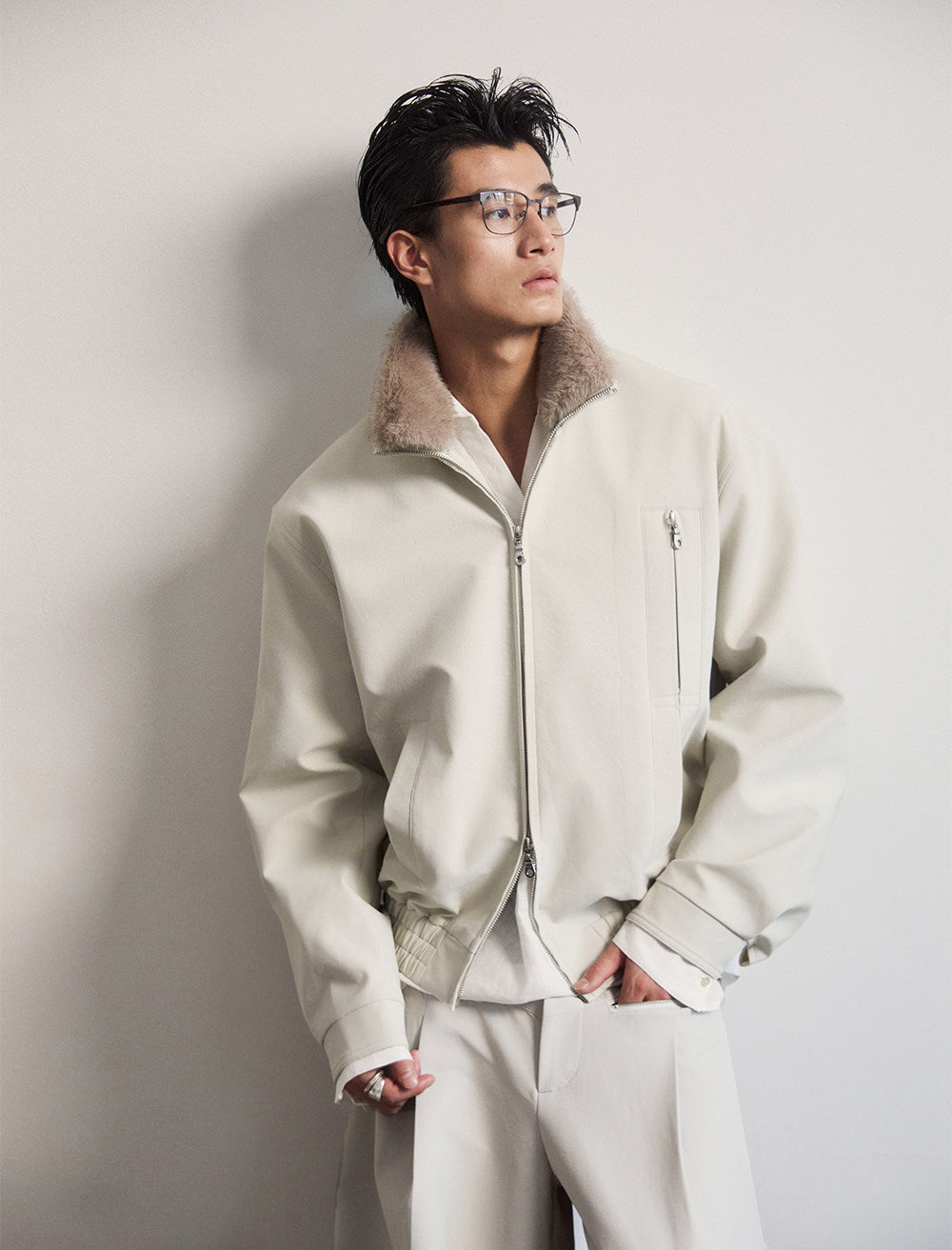 Detachable fur collar jacket