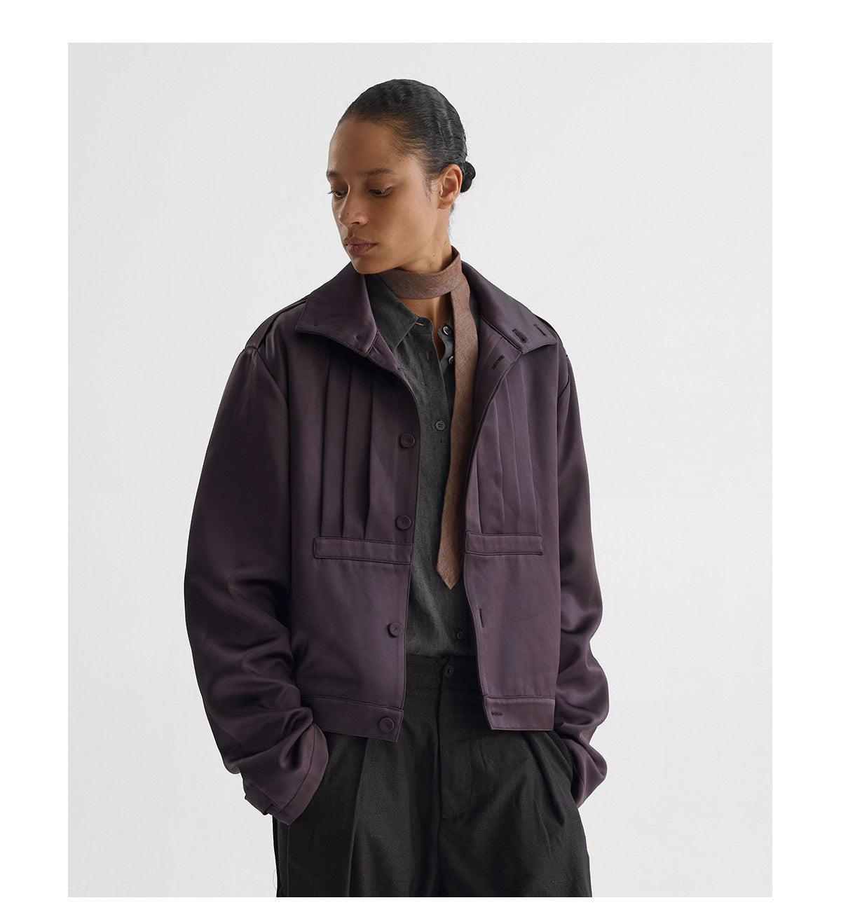 Accordion-Pleated Short Jacket