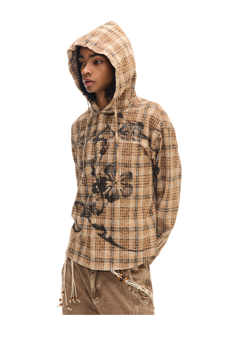 Casual Hooded Check Shirt