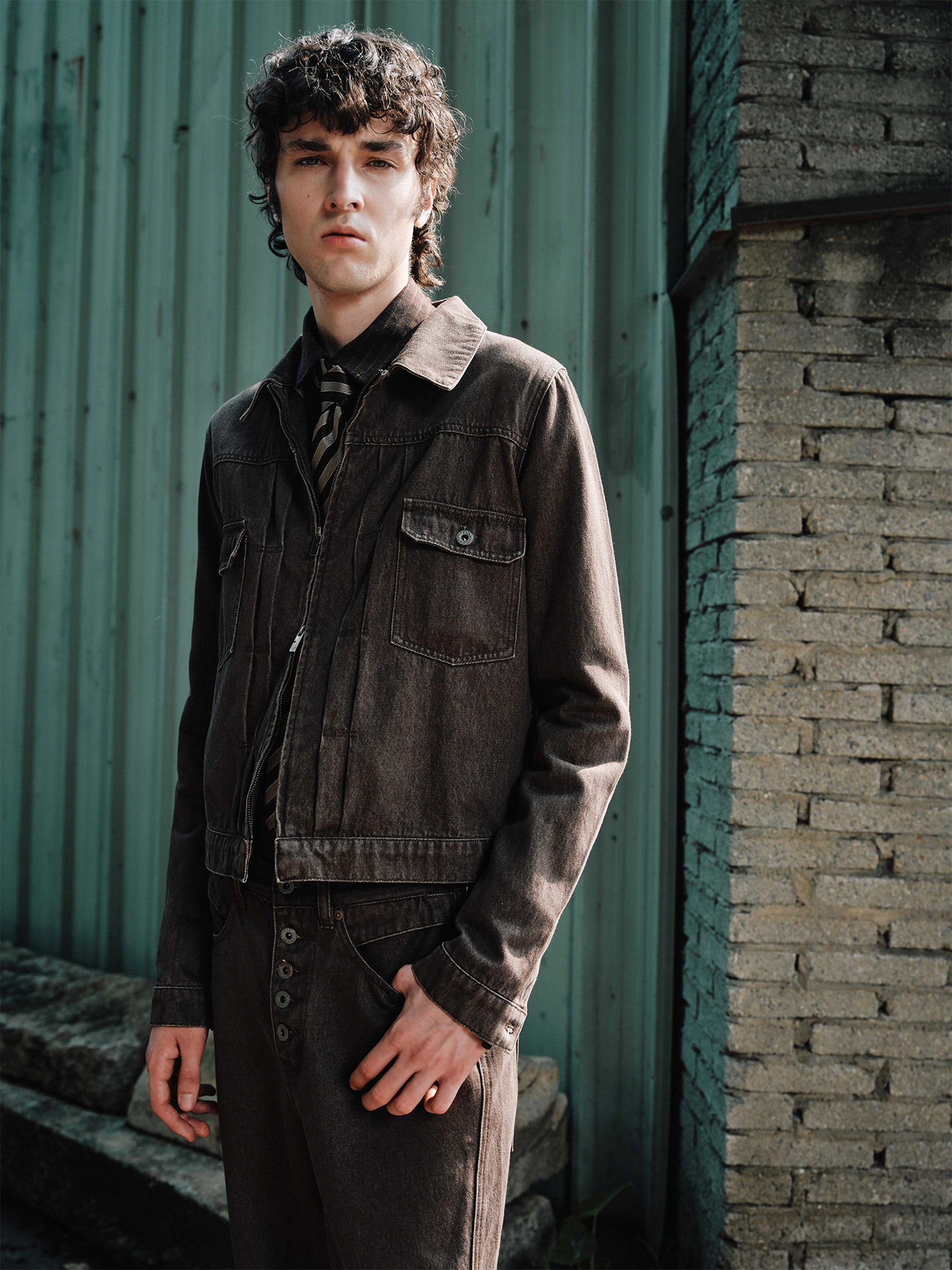 Faded old denim jacket