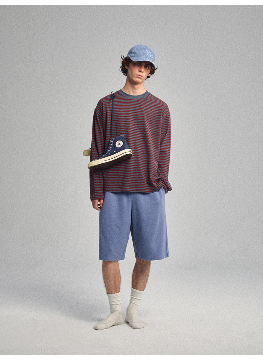 Vintage-Style Washed Sports Shorts
