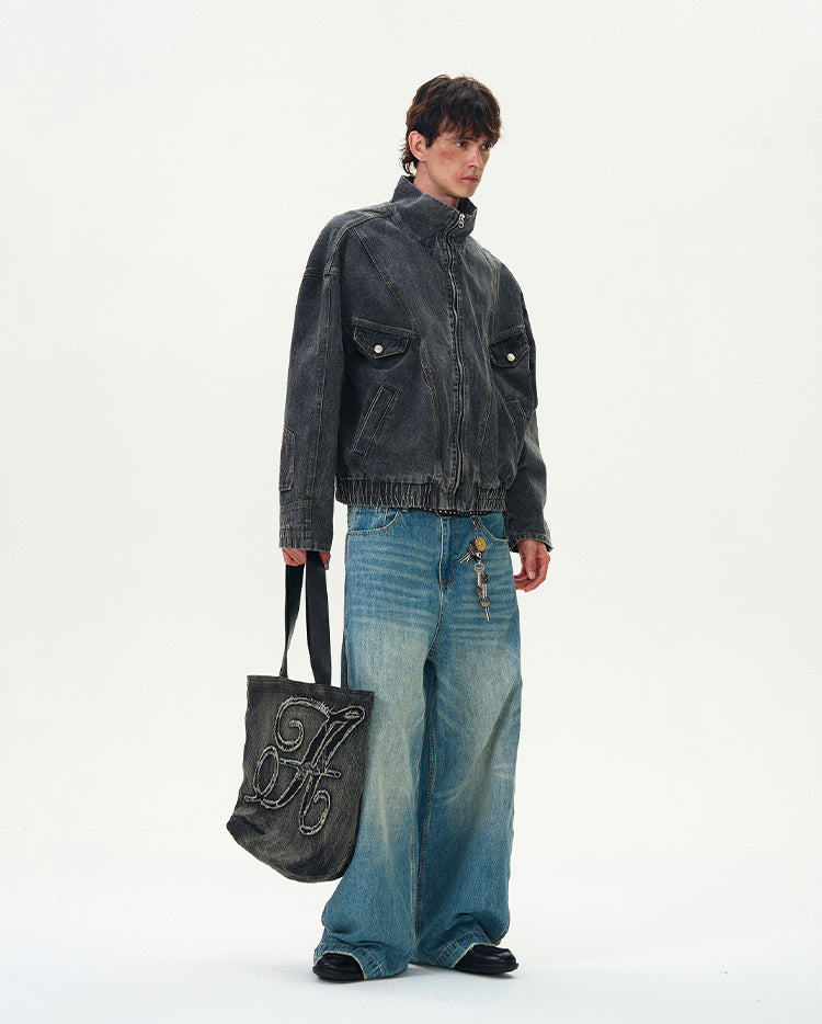 Decomposition Design Washed Denim Jacket