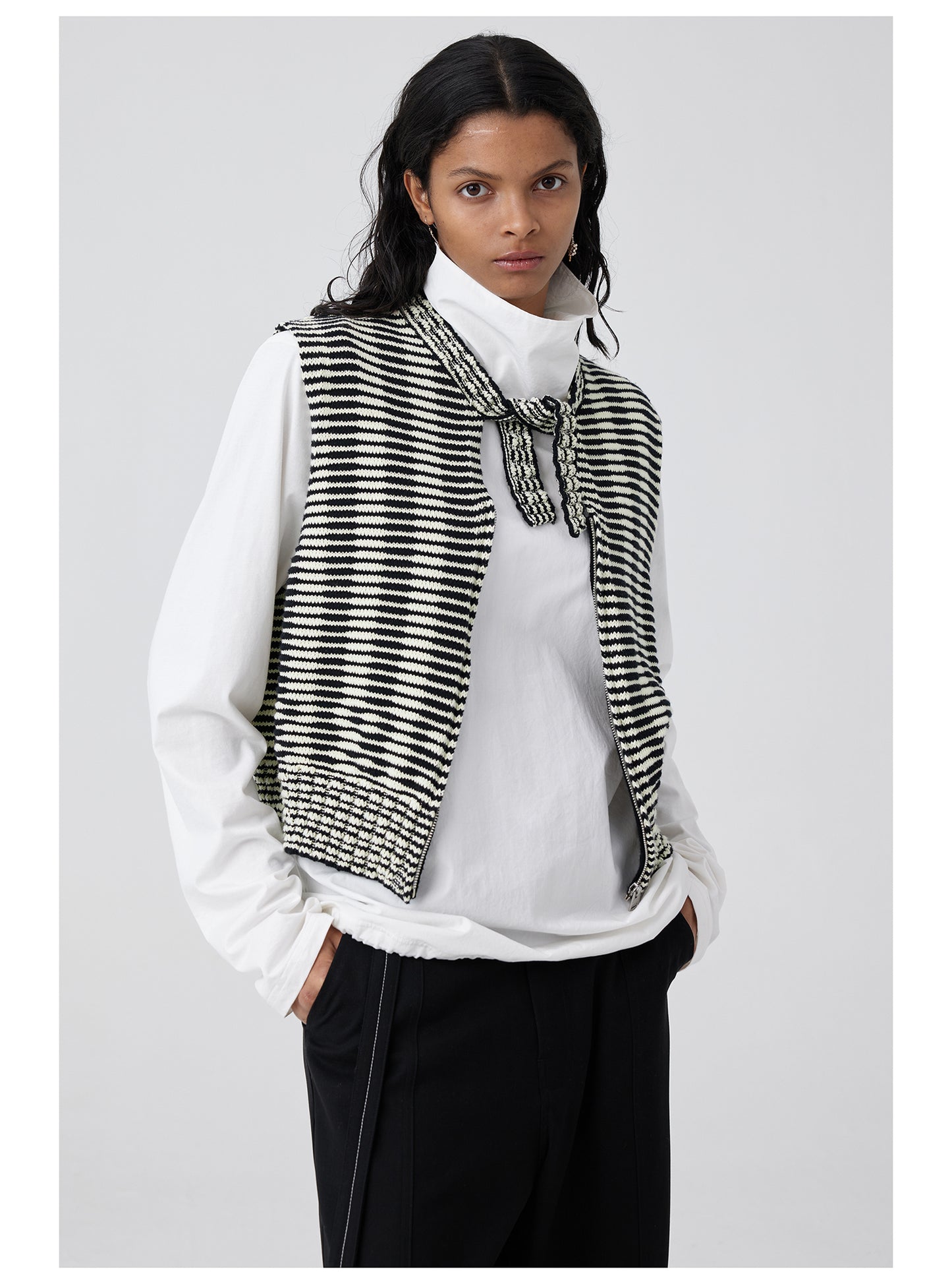 Striped knit strap vest