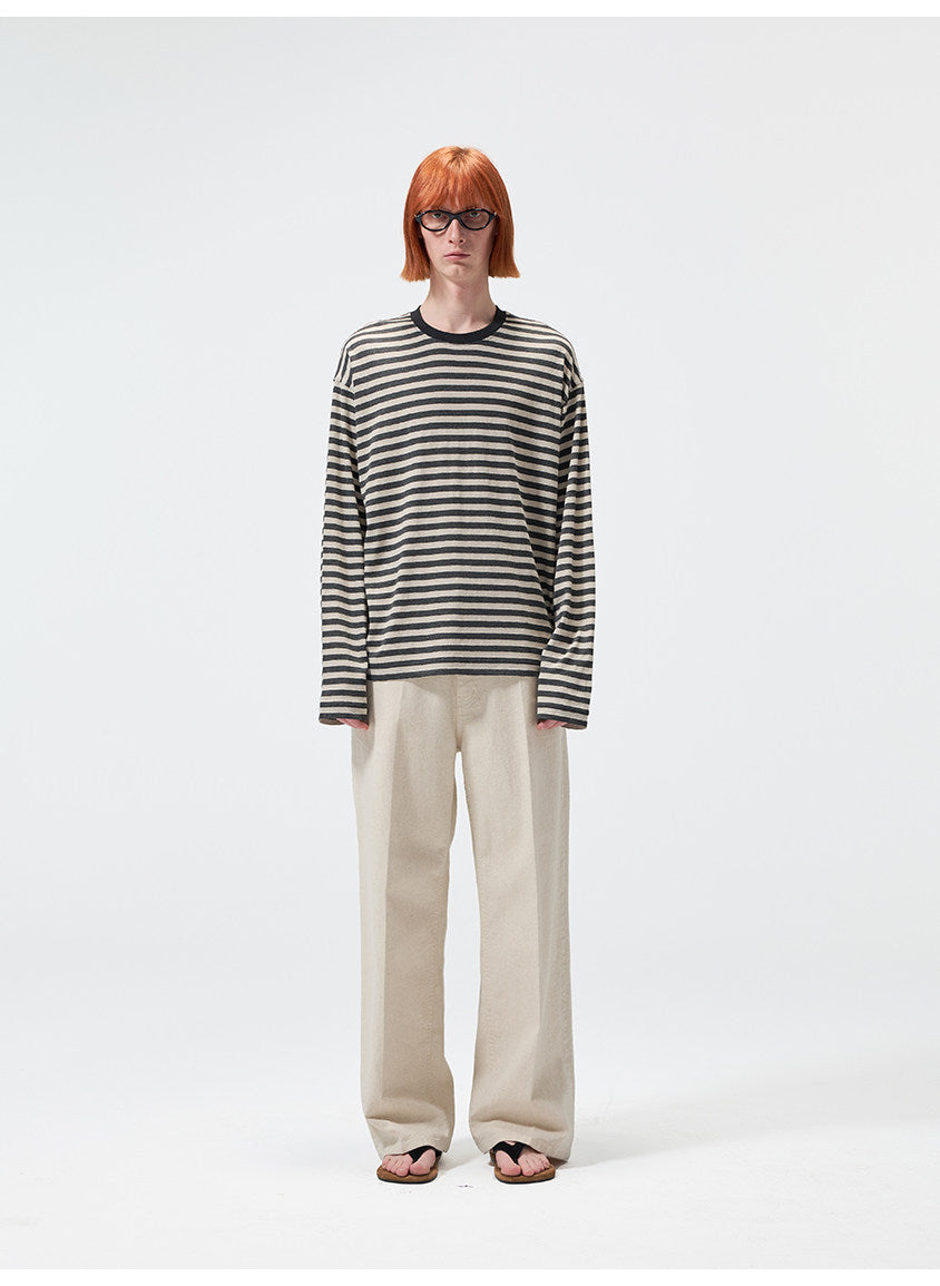 Wash-Finish Straight-Leg Pants