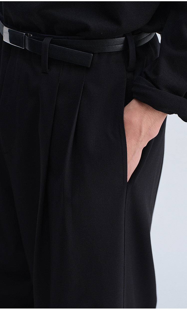 Vintage-Cut Drape Blend Casual Pants
