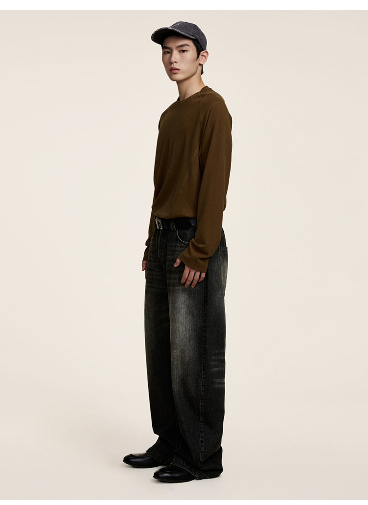 Elastic Waistband Loose-fitting Denim Pants