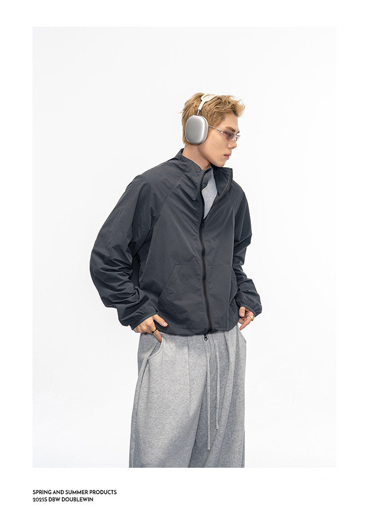 Lightweight Stand-Collar UV-Protective Short Jacket