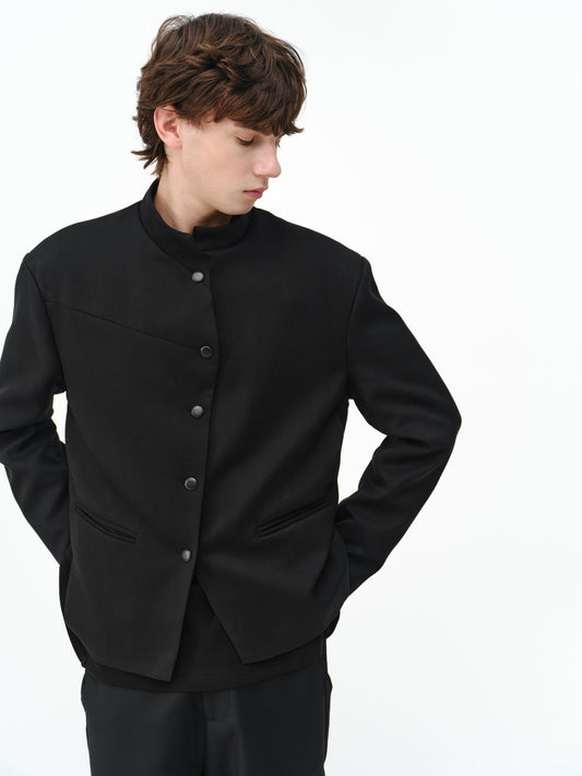 Custom-made jacket with a stand-up collar
