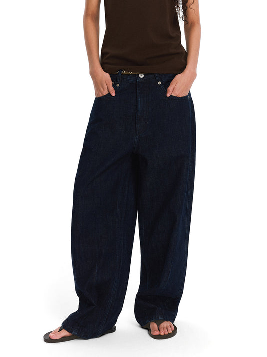 Vintage Dark Blue Raw Denim Pants