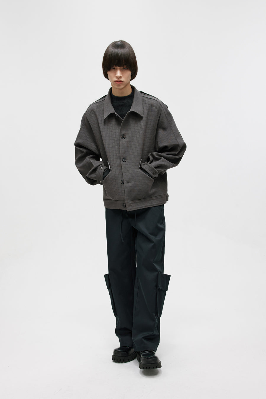 Drop Shoulder Loose Leaf Jacket