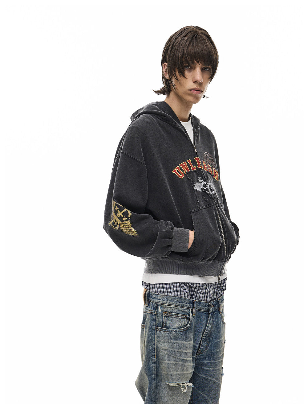 Sweatshirt with Letter-Printed Badge