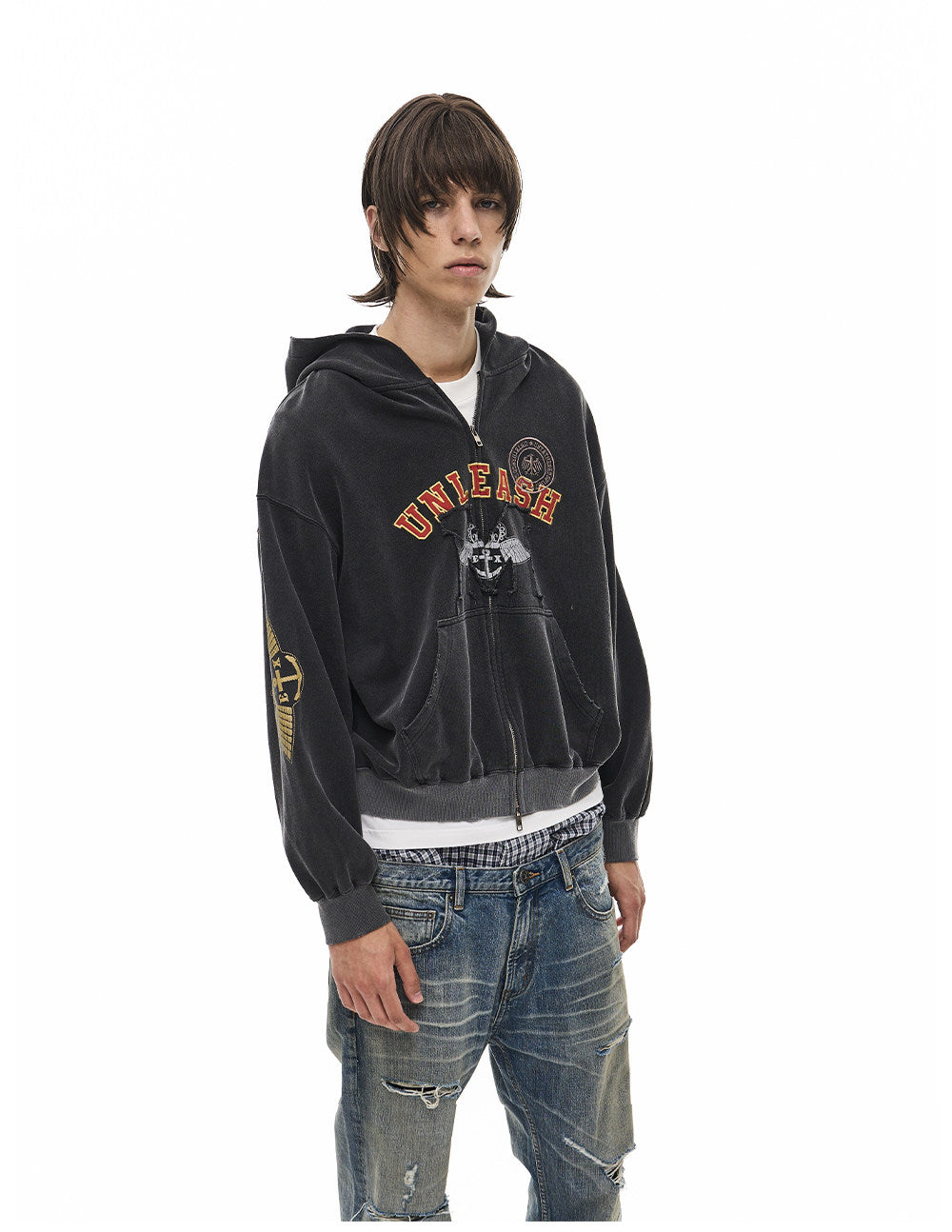 Sweatshirt with Letter-Printed Badge