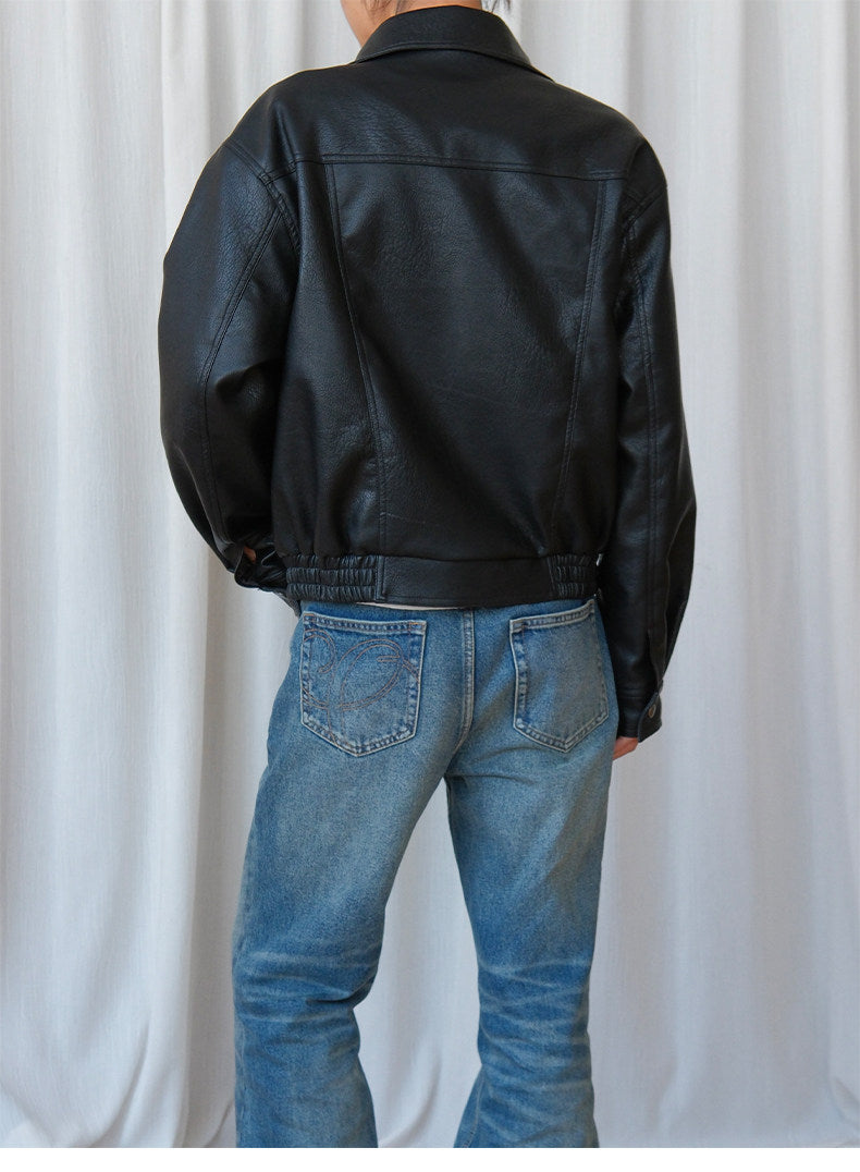 Double Collar Leather Jacket