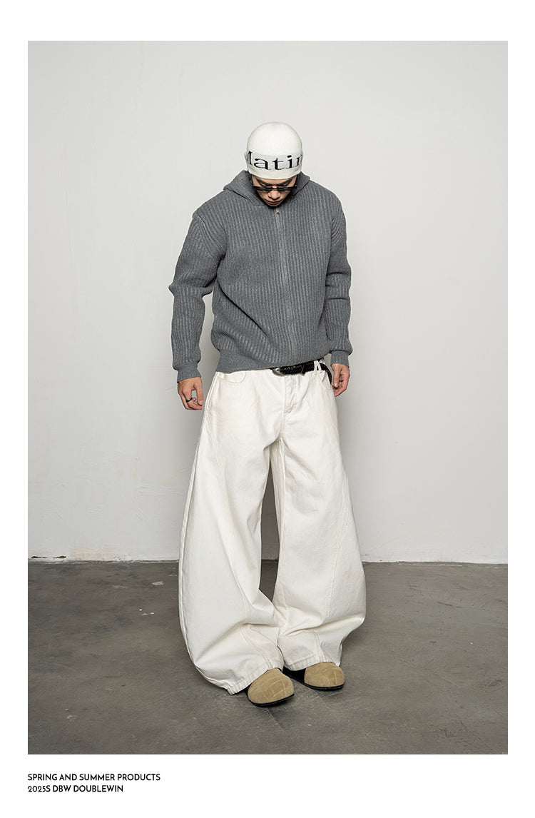 Thick Rib Hooded Knit Cardigan