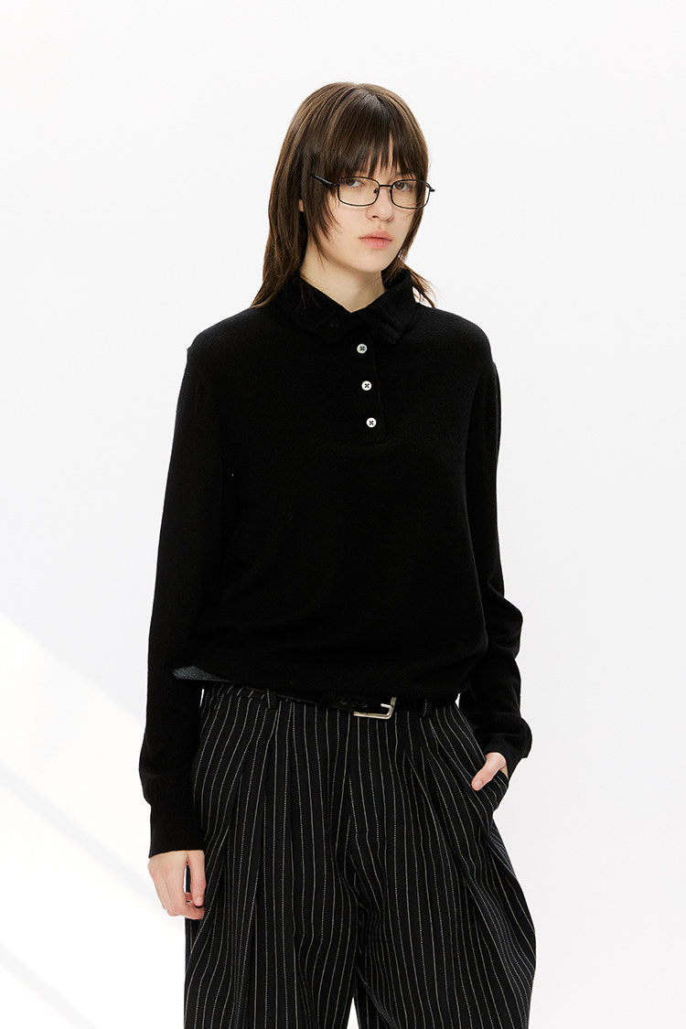 Double-Layer Stand Collar Knit