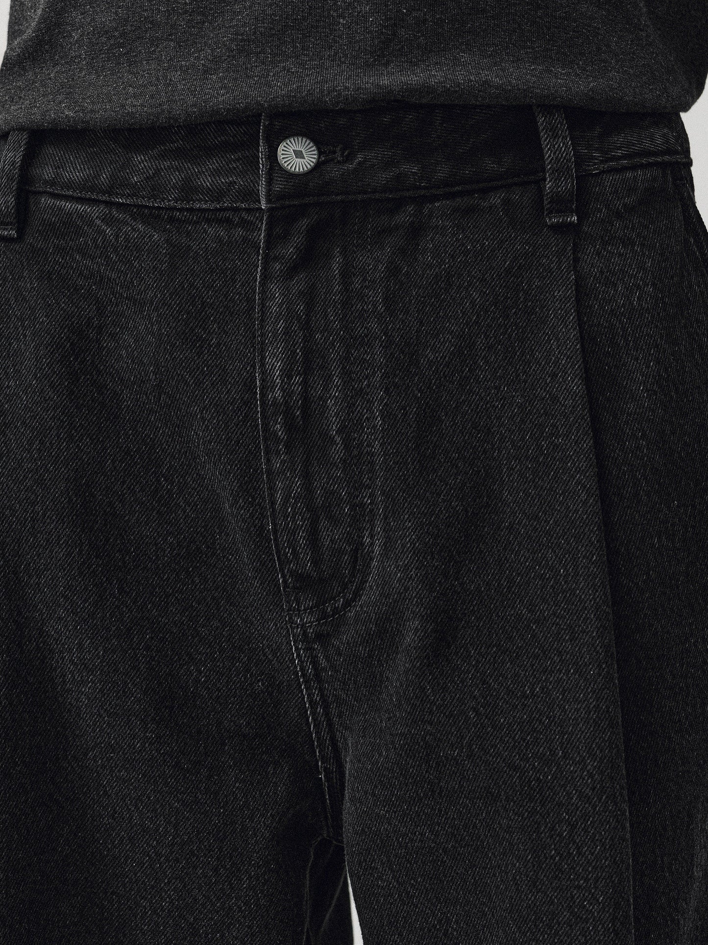 Retro Snowflake Wash Black Denim Pants