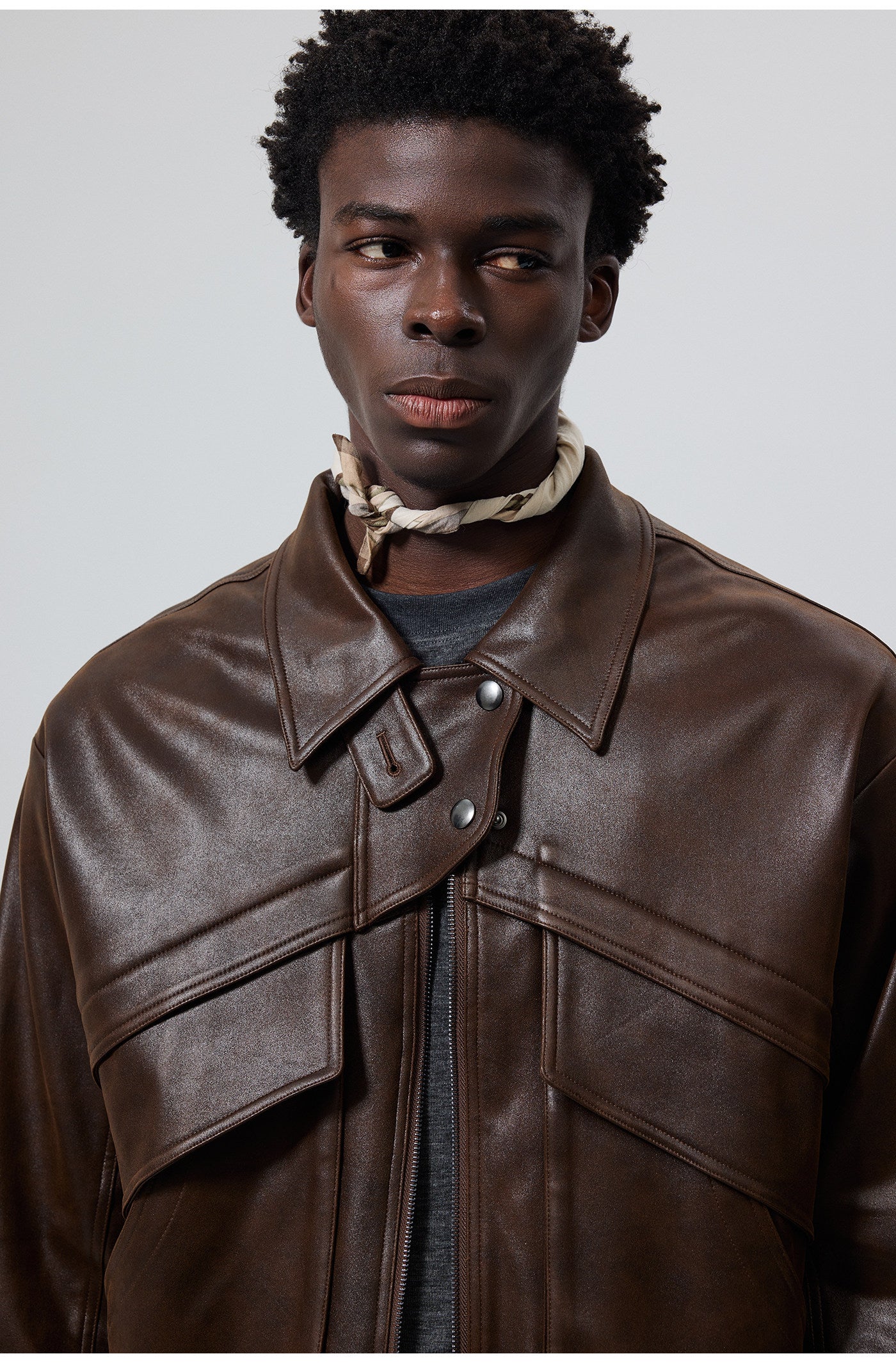 PU Material Oversized Leather Jacket