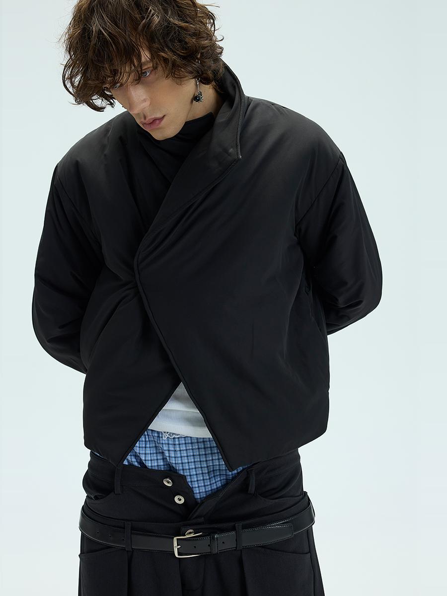 High Neck Imitation Down Short Jacket