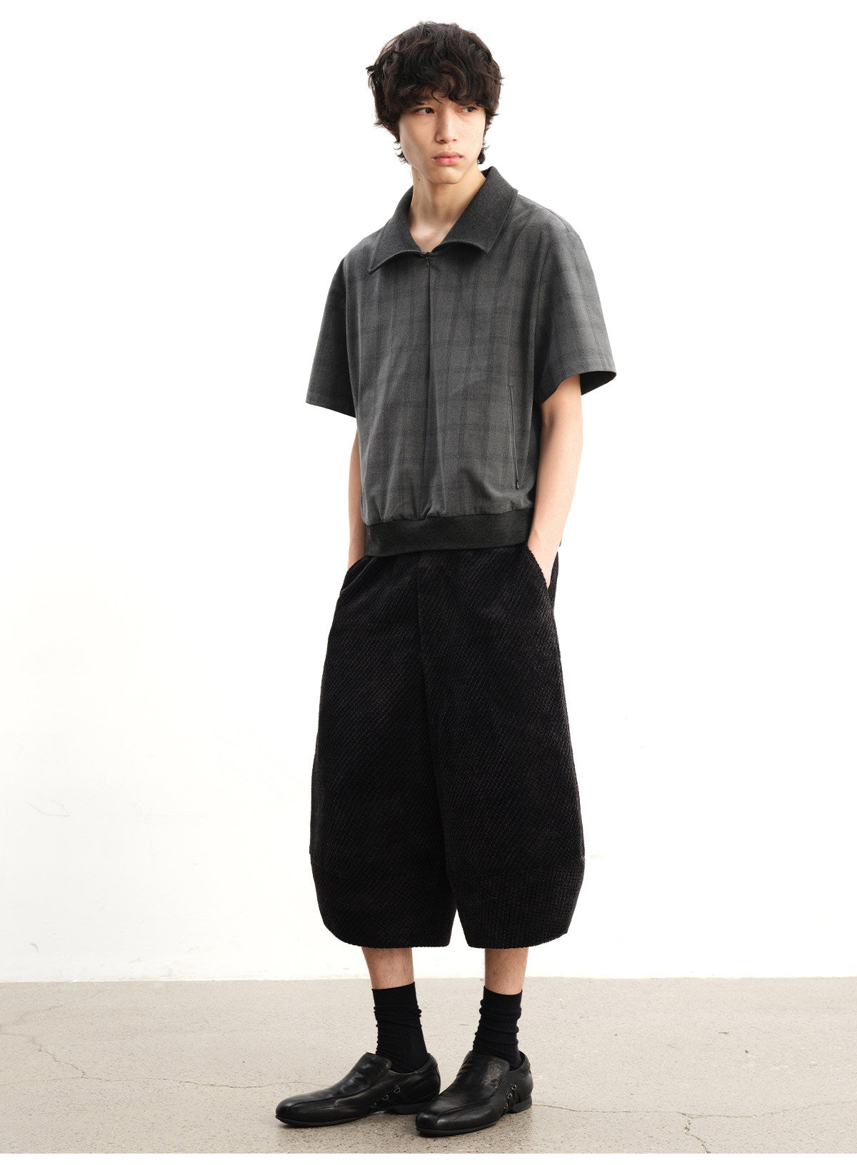 Half-Zip Checkered Shirt