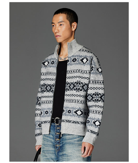 Loose-Shoulder Knit Jacket