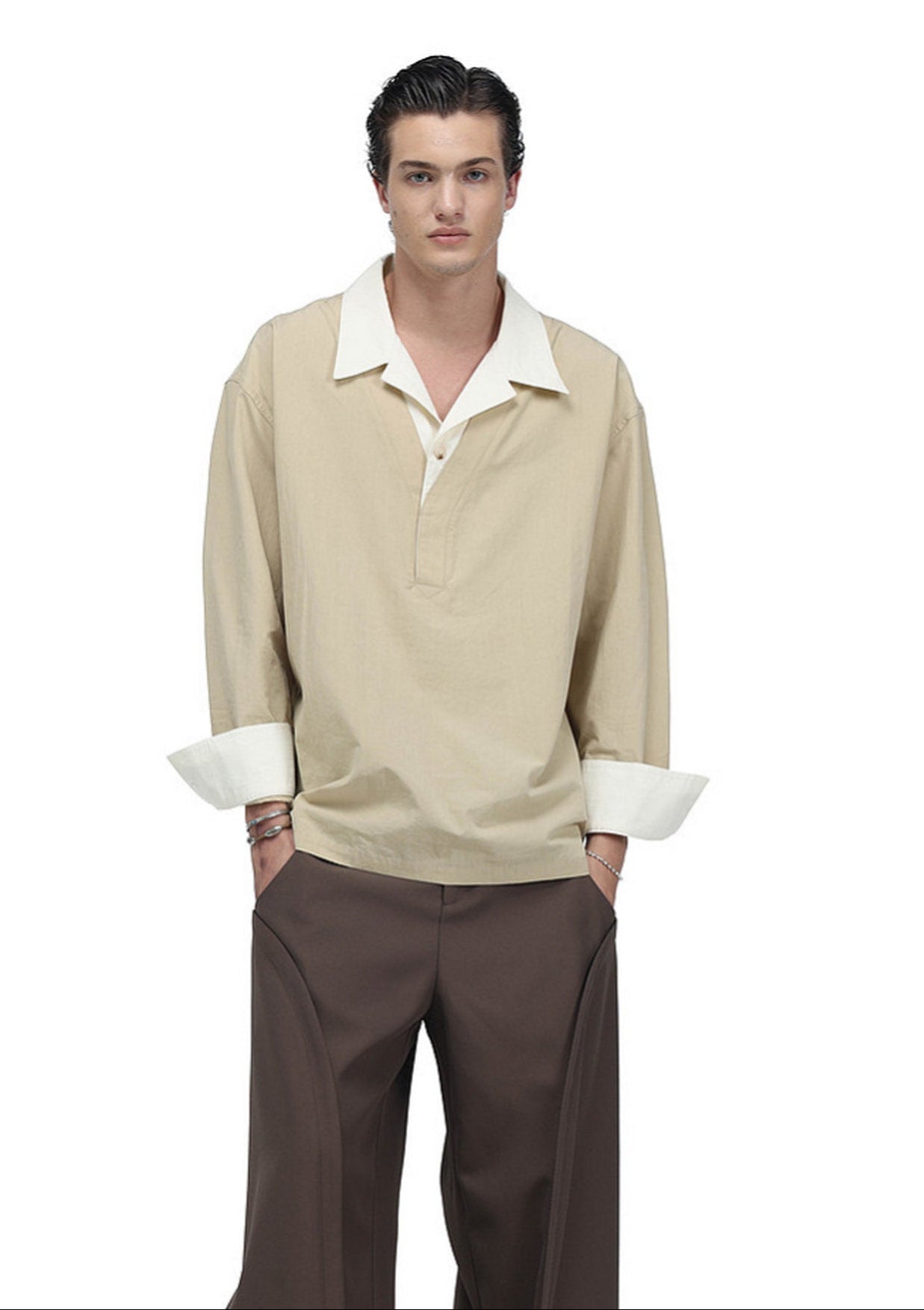 Cotton-Blend Color-Block Shirt