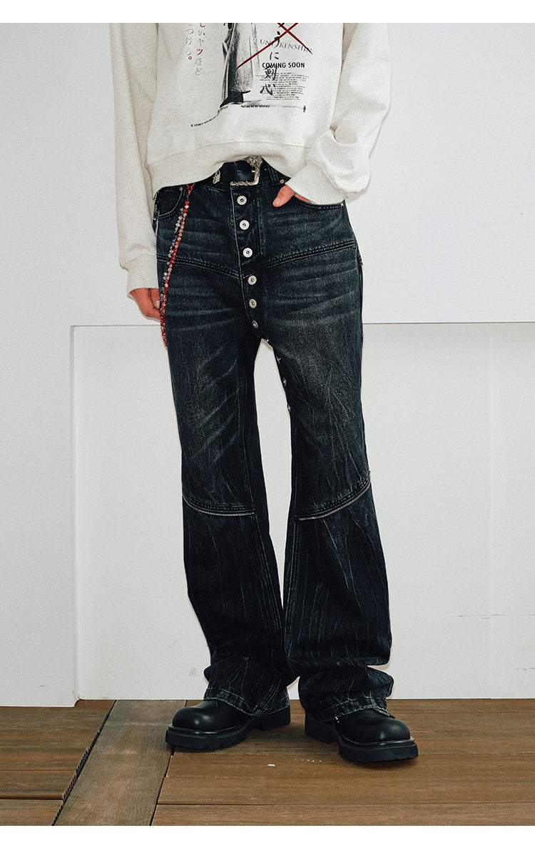 Zipper Breasted Bootcut Jeans