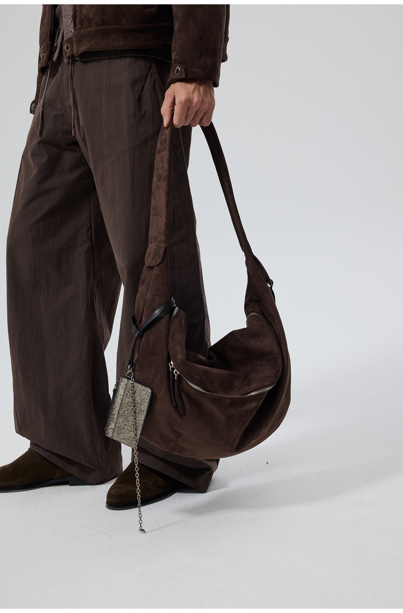 Faux Suede Shoulder Bag