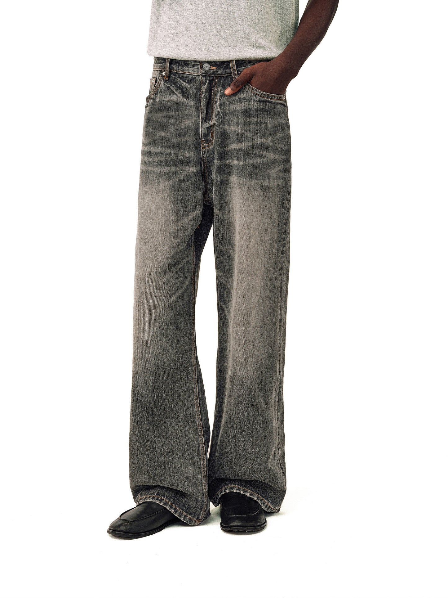 Unwashed denim pants