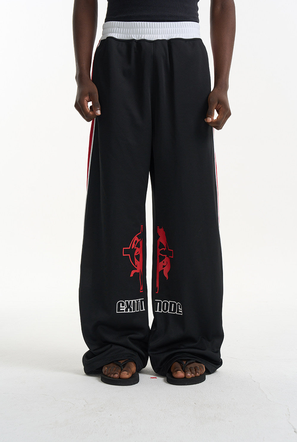 Loose-Fit Sporty Print Casual Pants