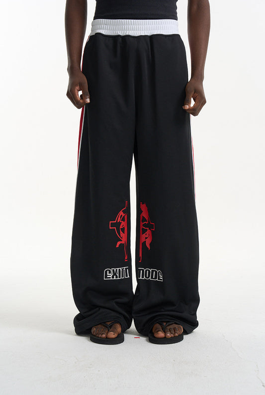 Loose-Fit Sporty Print Casual Pants