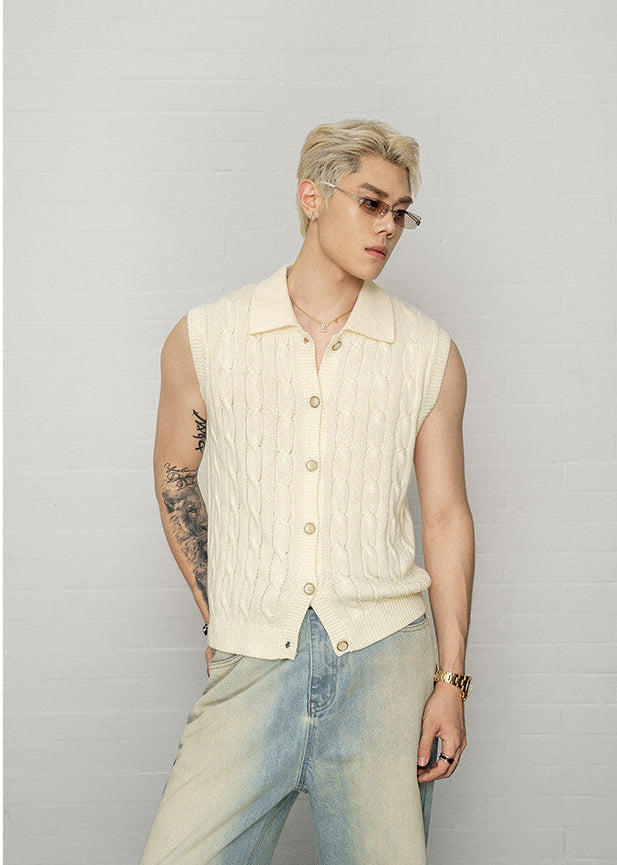 Lapel knit vest