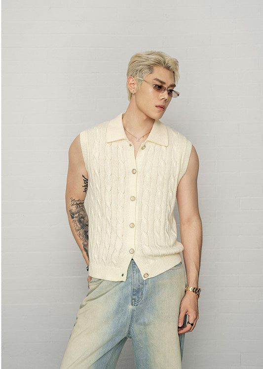 Lapel knit vest