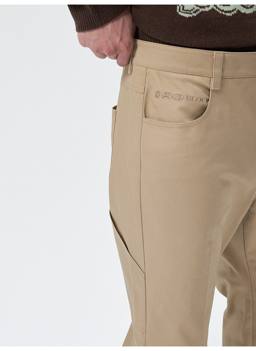 Multi-Pocket Wash-Finished Cropped Pants