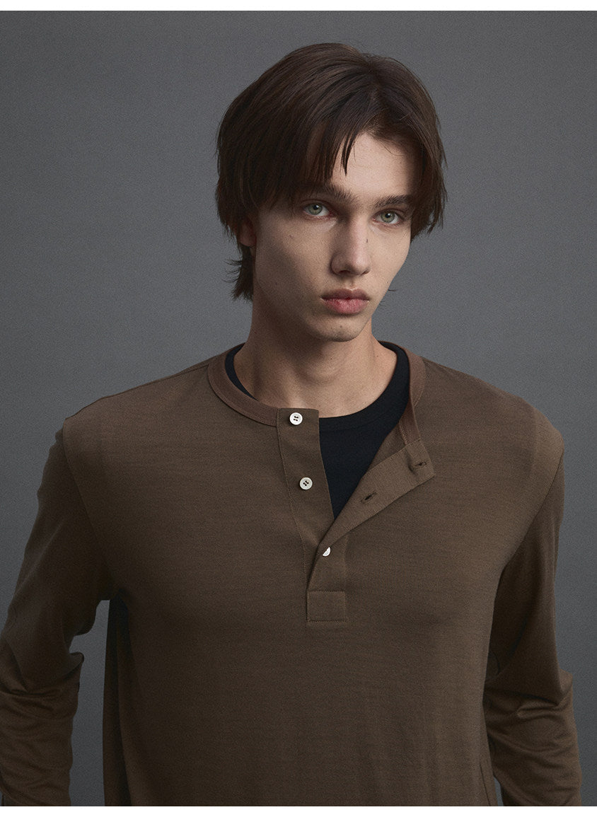 Merino Wool Henley-Neck Standard T-Shirt