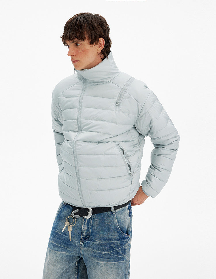 Simple Diagonal Zipper Down Jacket
