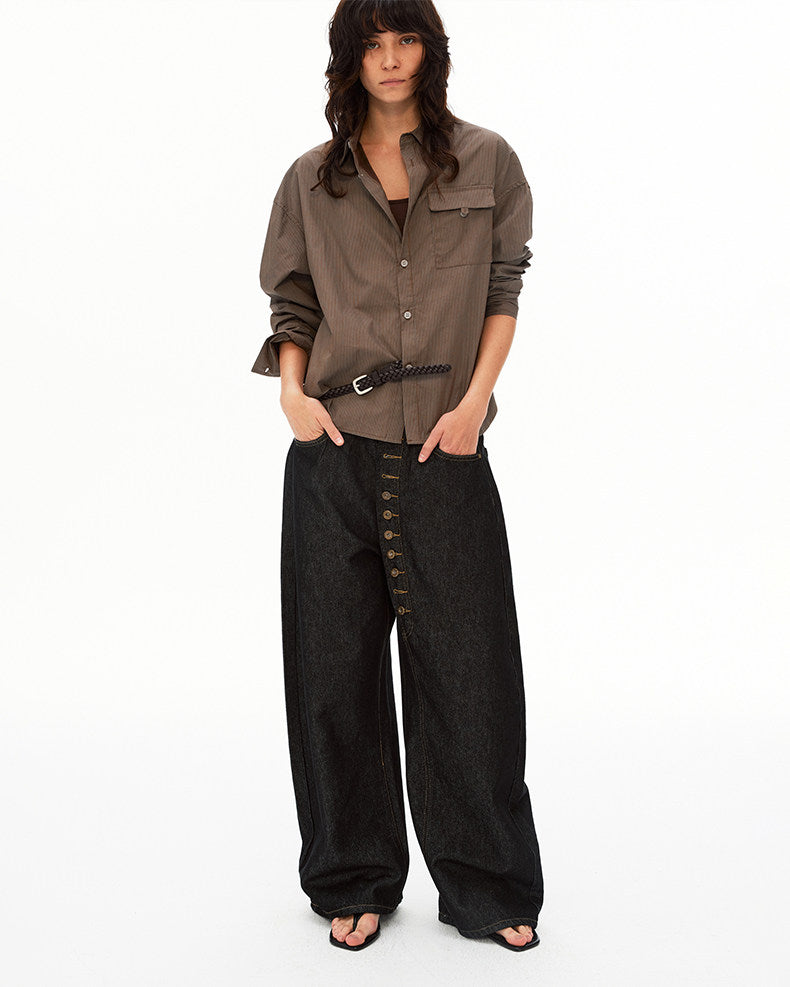 Button-down Design Denim Pants