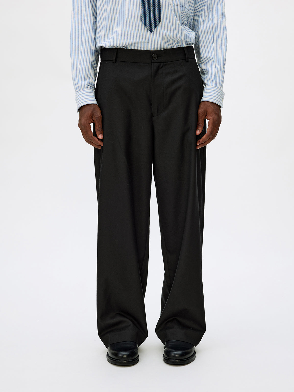 Straight-Leg Pleated Casual Pants