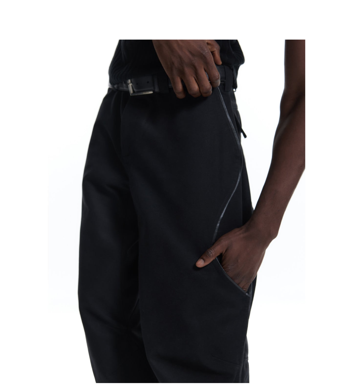 Patchwork Leather Work Pants