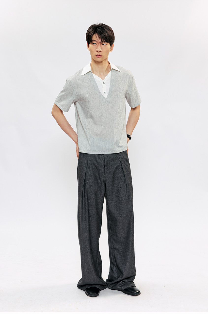 Linen V-Neck Casual Shirt