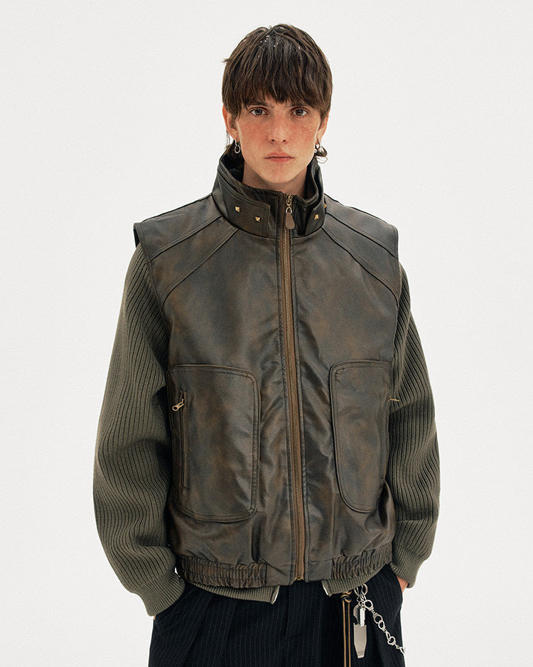 Deconstructed Design Leather Vest