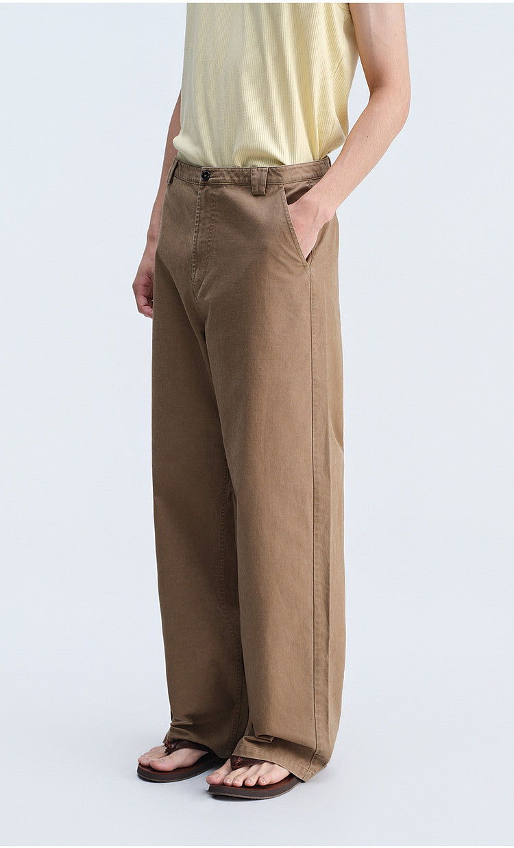 Relaxed-Fit French Workwear Casual Pants