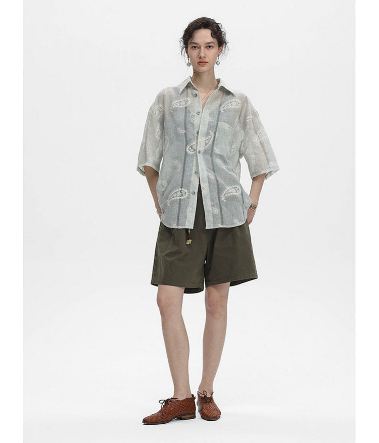Linen-Blend Sheer Shirt